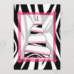 Zebra Print & Pink Birthday Party Invite