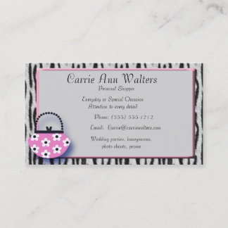 Zebra Print & Pink Handbag Fashion Business Card