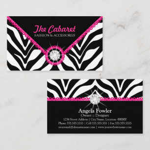 Zebra Print Pink Lace and Diamond Business Card