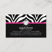 Zebra Print Pink Lace and Diamond Business Card (Back)