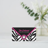 Zebra Print Pink Lace and Diamond Business Card (Standing Front)