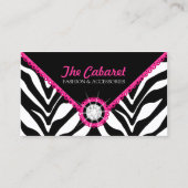 Zebra Print Pink Lace and Diamond Business Card (Front)