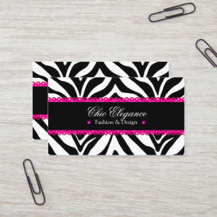 Zebra Print & Pink Lace Elegant Business Card