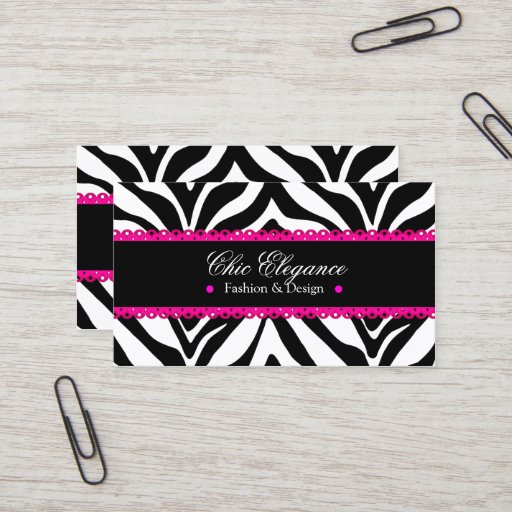 Customizable Zebra Print &amp; Pink Lace Elegant Business Cards