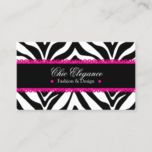 Zebra Print &amp; Pink Lace Elegant Business Cards