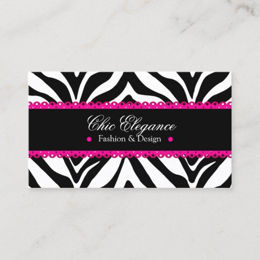 Customizable Zebra Print & Pink Lace Elegant Business Cards