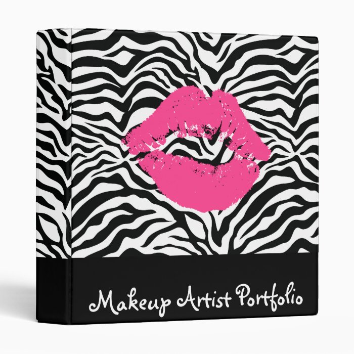 Zebra Print Pink Lipstick Makeup Artist Portfolio 3 Ring Binder Zazzle