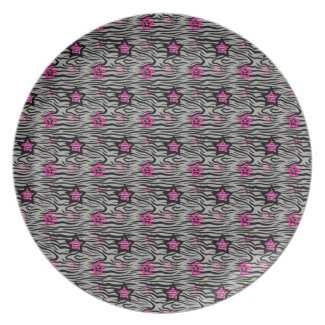 Zebra Print Pink Mini Stars - 80s Rock Plate
