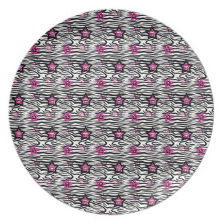Zebra Print Pink Mini Stars - 80s Rock Plate