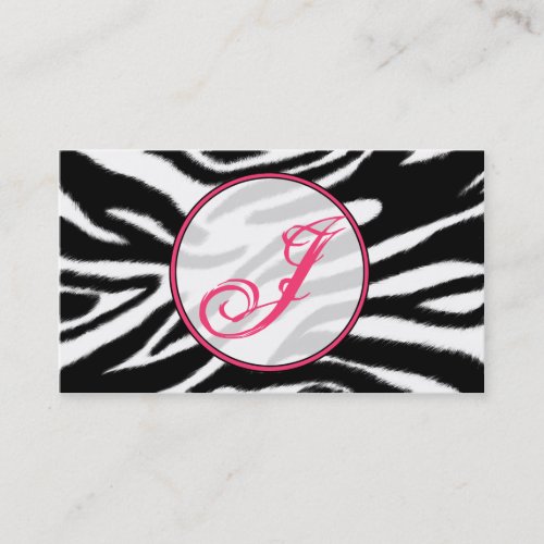 Zebra Print / Pink  Monogram Fashion Business Card
