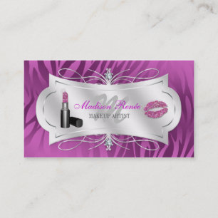 Zebra Print Plum Glitter Cosmetologist Business Card