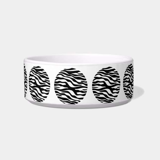 Zebra Print Polka Dots Cat Bowl (Left)