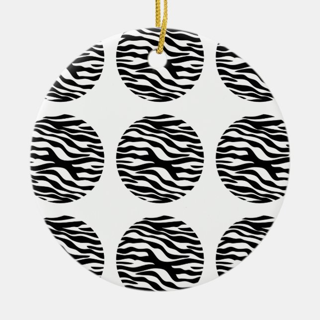 Zebra Print Polka Dots Ornament (Front)