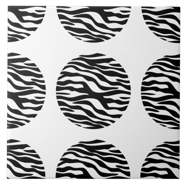 Zebra Print Polka Dots Tile (Front)
