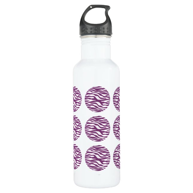 Zebra Print Polka Dots Water Bottle (Front)