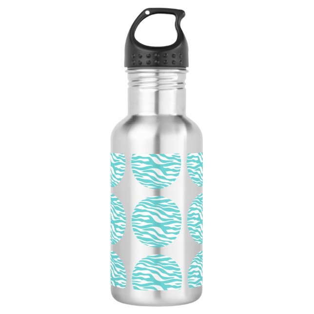 Zebra Print Polka Dots Water Bottle (Front)