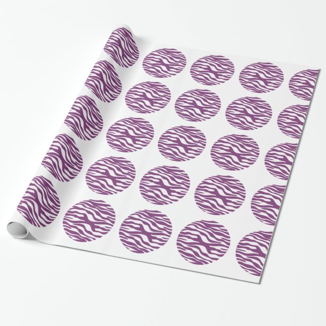 Zebra Print Polka Dots Wrapping Paper (Unrolled)