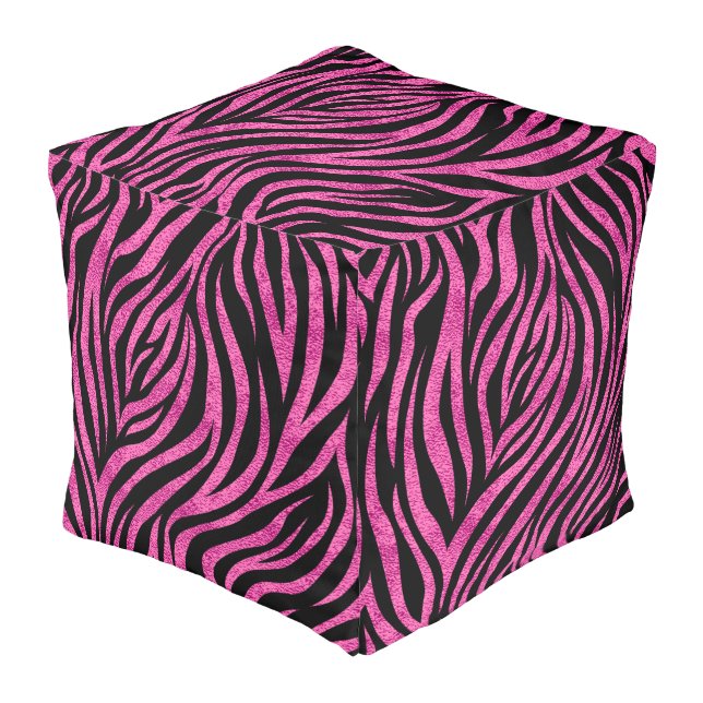 Zebra Print Pouf (Angled Front)