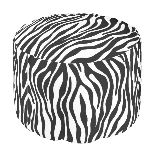 Zebra Print Pouf (Angled Back)
