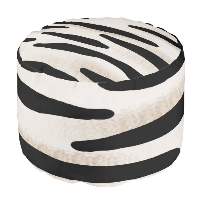 Zebra print pouf footstool beanbag (Angled Front)