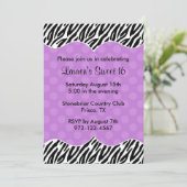 Zebra Print Purple Dot Invitations Announcements | Zazzle