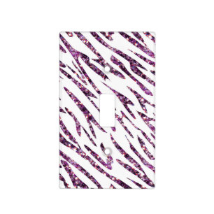 Zebra Print & Purple Glitter Light Switch Cover