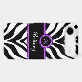 Zebra Print Purple Lace Monogram iPod Touch Case (Back (Horizontal))