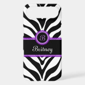 Zebra Print Purple Lace Monogram iPod Touch Case (Back)