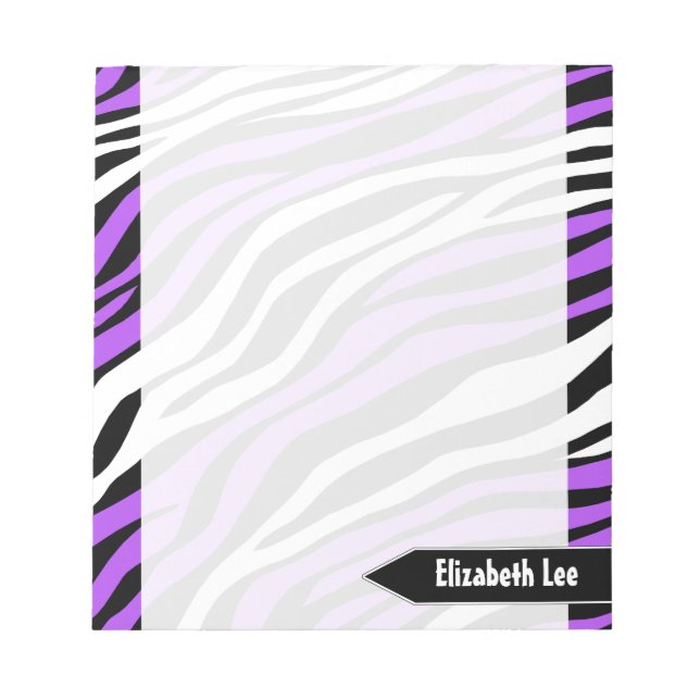 Zebra Print Purple Mix Personalized Notepad (Front)