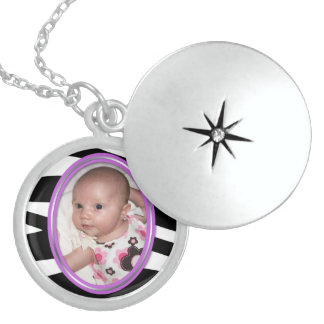 Zebra Print Purple - Sterling Silver Photo Locket