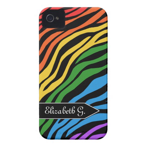 Zebra Print Rainbow Mix iPhone 4/4S Case | Zazzle