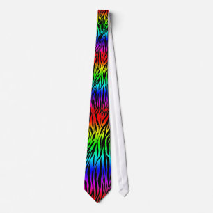 Zebra Print RAINBOW NEON RAVE TIE