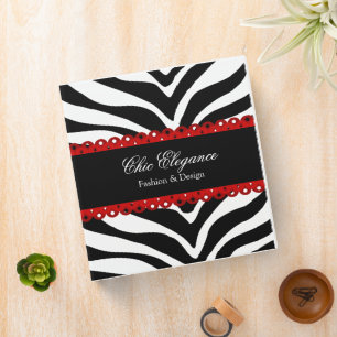 Zebra Print & Red Lace Elegant 1.5" Binder