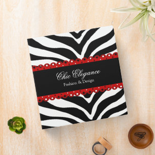 Zebra Print & Red Lace Elegant 1.5" Binder