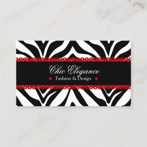 Customizable Zebra Print & Red Lace Elegant Business Cards