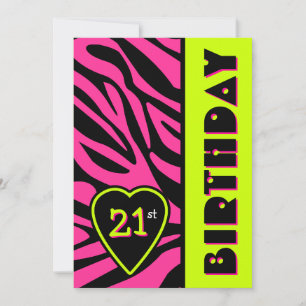 Zebra Print Retro Colors Birthday Party Invitation