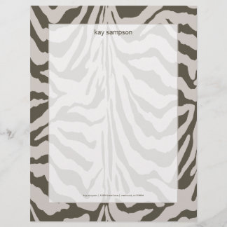 Zebra print, retro colors graphite + grey letterhead