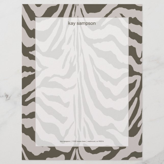 Zebra print, retro colors graphite + grey letterhead (Front)