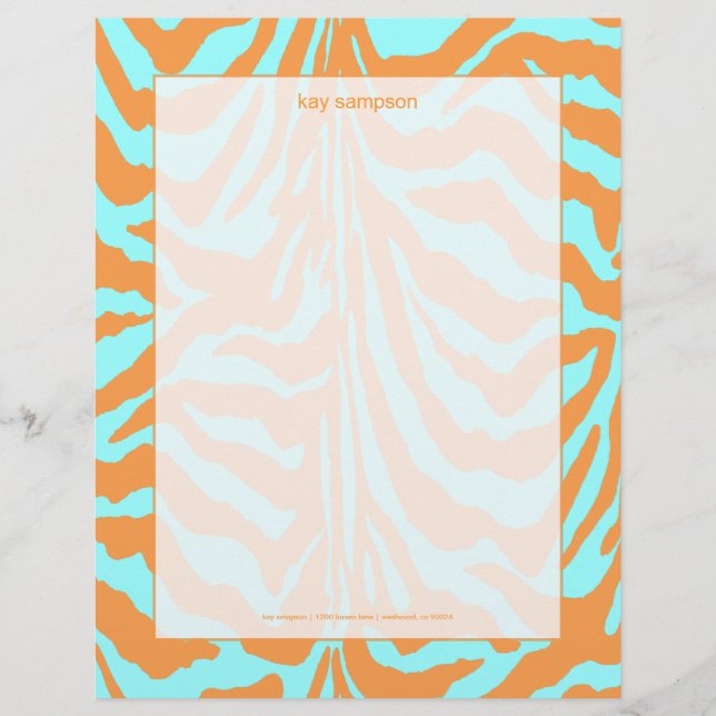Zebra print, retro colors letterhead (Front)