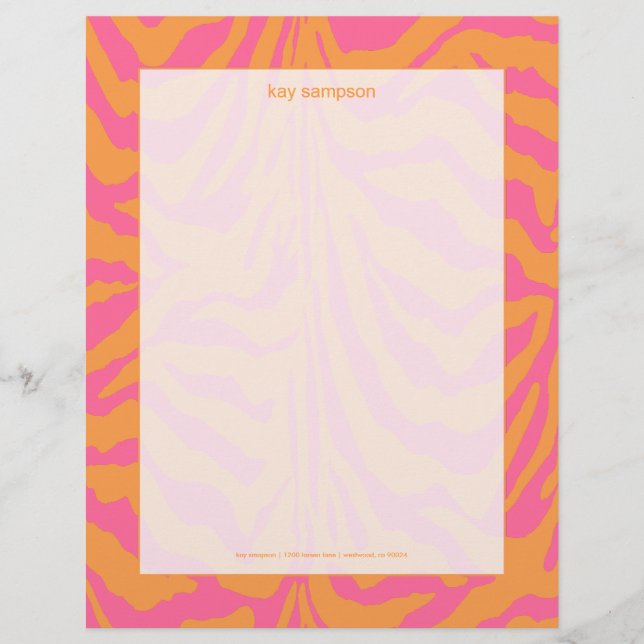 Zebra print, retro colors letterhead (Front)