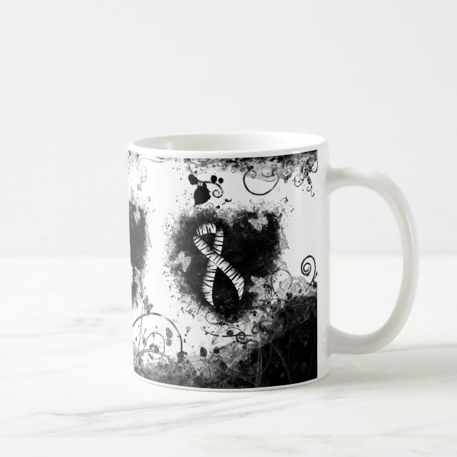 Zebra Print Ribbon Grunge Heart Coffee Mug (Right)