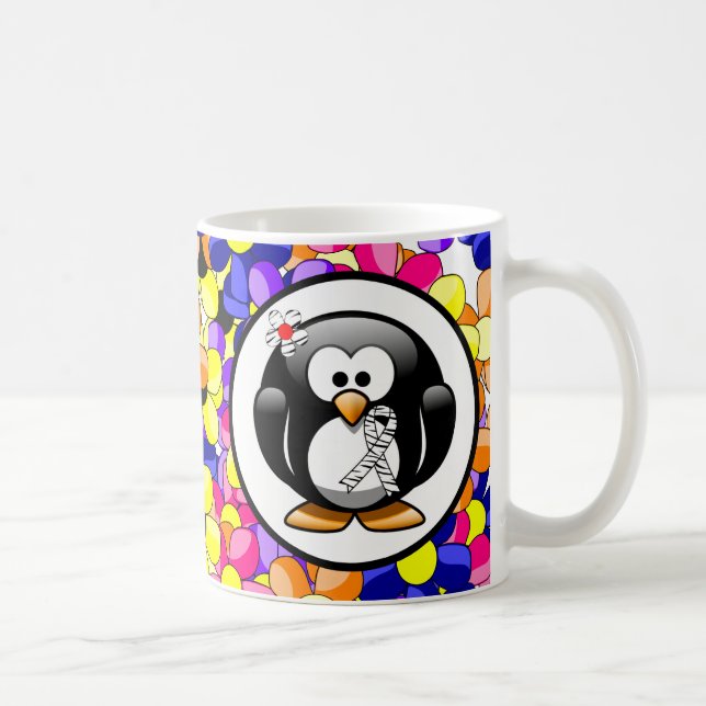 Zebra Print Ribbon Penguin Coffee Mug (Right)