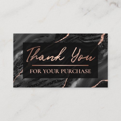 Zebra Print Rose Gold Thank You For Your Purchase Business Card