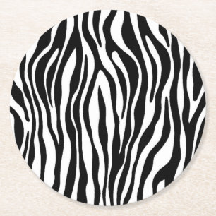 Zebra Print Round Paper Coaster