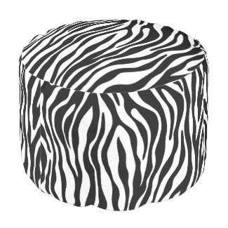 Zebra Print Round Pouf