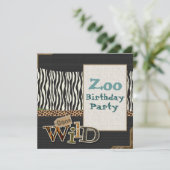 Zebra print Safari Zoo Birthday Party Invitation (Standing Front)