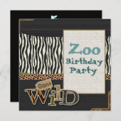 Zebra print Safari Zoo Birthday Party Invitation (Front/Back)