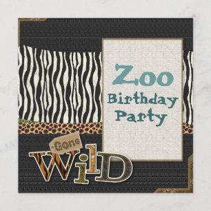 Zebra print Safari Zoo Birthday Party Invitation