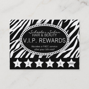 Zebra Print Salon Loyalty Rewards Card