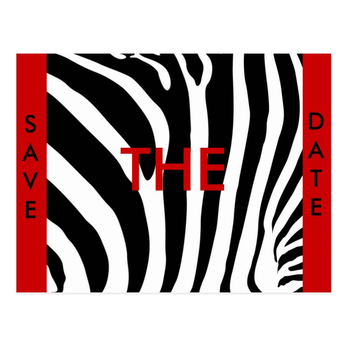 Zebra print Save the Date postcard